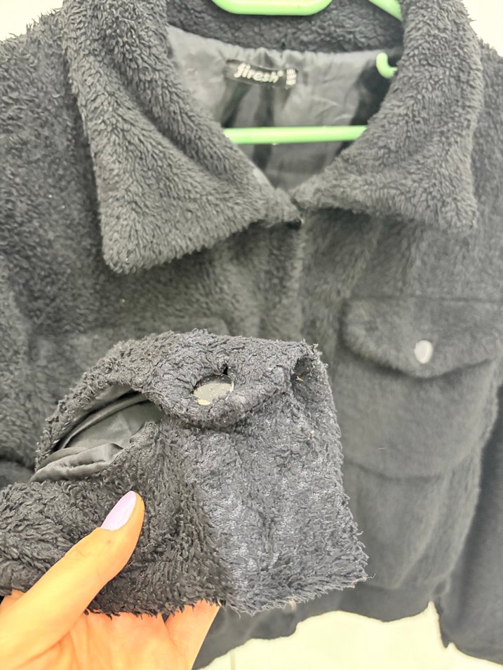 Siyah Peluş Kadın Ceket - Görsel 3