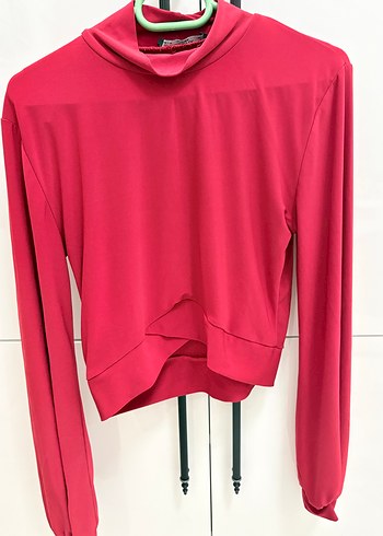 Kırmızı Yüksek Yakalı Kadın Bluz - Görsel 4