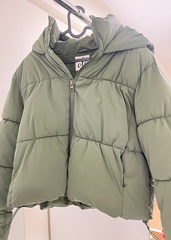 Yeşil renkKadın Midi Kışlık Fermuarlı Mont - Görsel 5