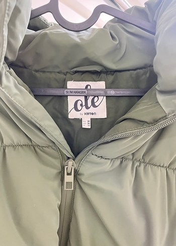 Yeşil renkKadın Midi Kışlık Fermuarlı Mont - Görsel 2