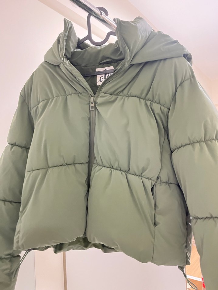 Yeşil renkKadın Midi Kışlık Fermuarlı Mont - Görsel 5