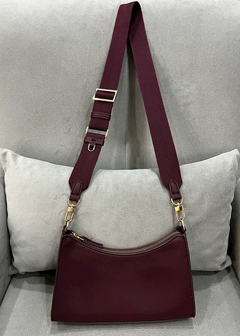Bordo Deri Kadın Omuz Çantası - Görsel 2