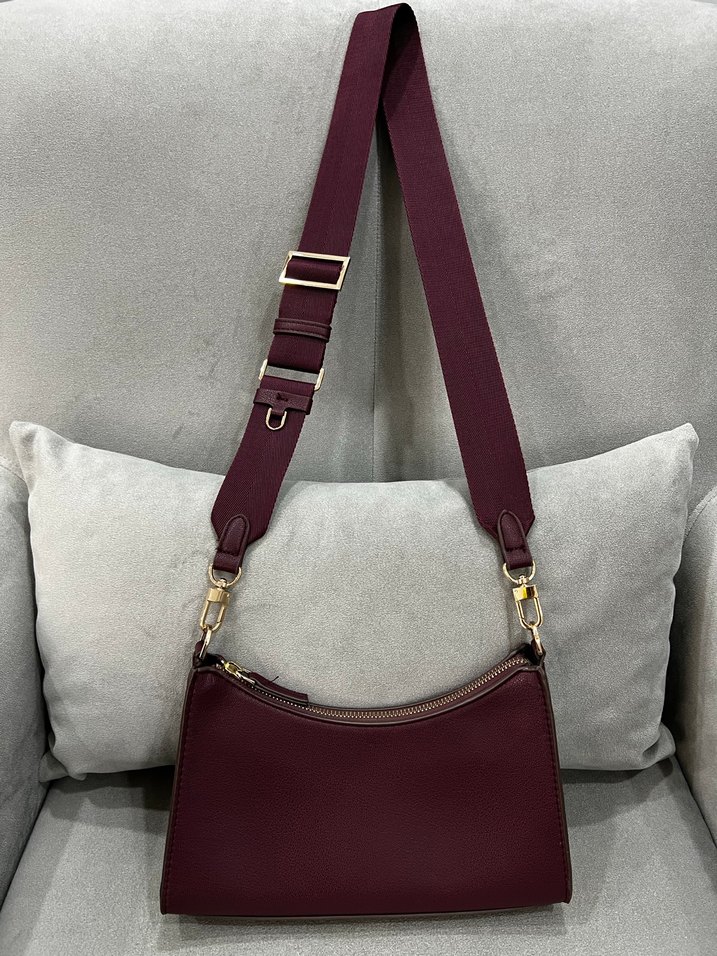 Bordo Deri Kadın Omuz Çantası - Görsel 2