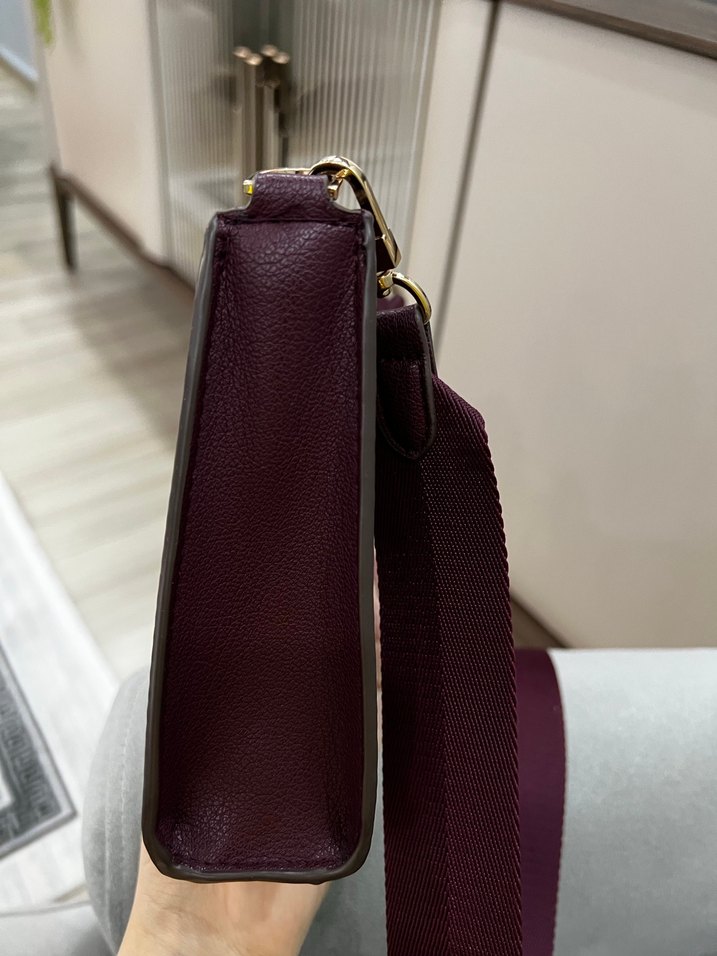 Bordo Deri Kadın Omuz Çantası - Görsel 3