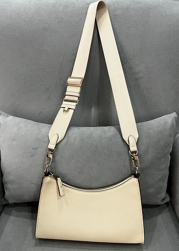 Krem Deri Kadın Omuz Çantası - Görsel 2
