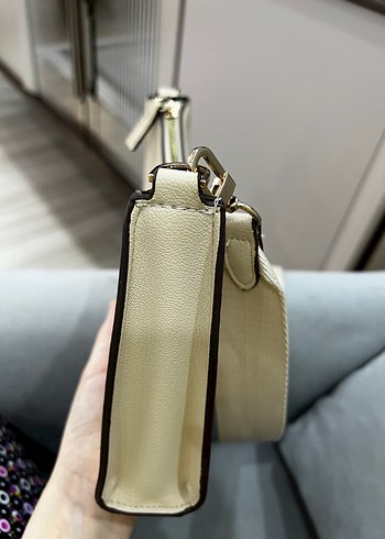 Krem Deri Kadın Omuz Çantası - Görsel 5