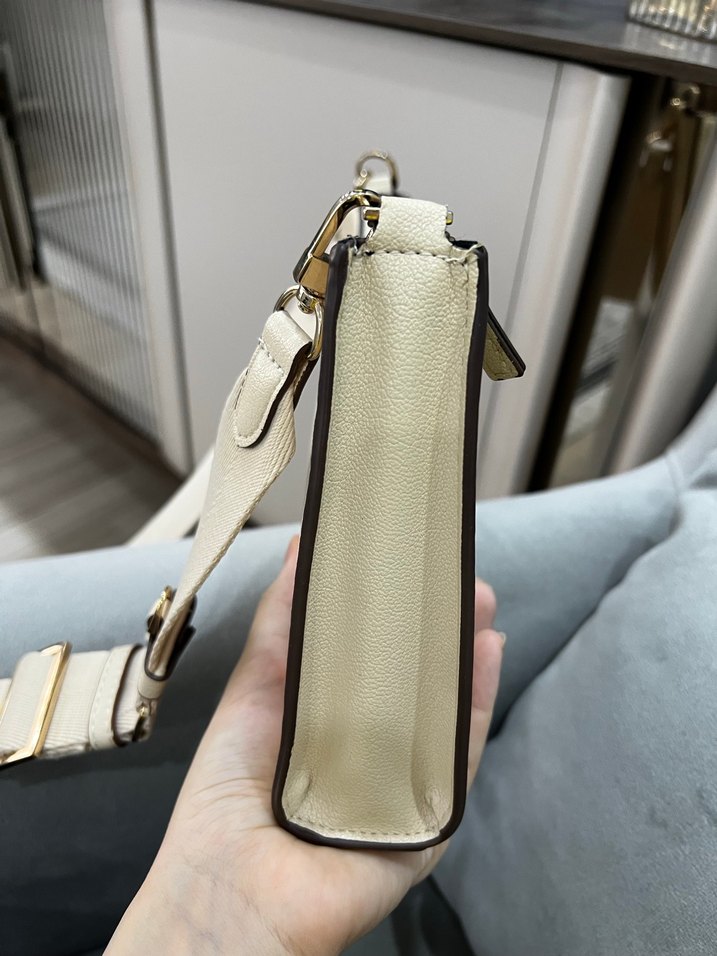 Krem Deri Kadın Omuz Çantası - Görsel 4