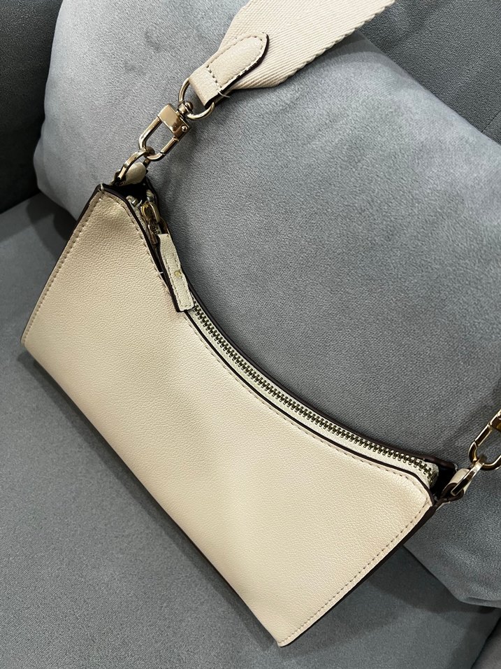 Krem Deri Kadın Omuz Çantası - Görsel 3