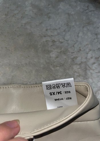 Bej Deri Mini Şort - Görsel 2