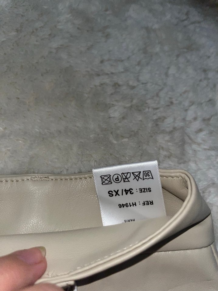 Bej Deri Mini Şort - Görsel 2