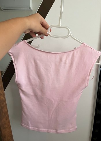 Pembe V Yaka Kolsuz Hamile Üstü - Görsel 2
