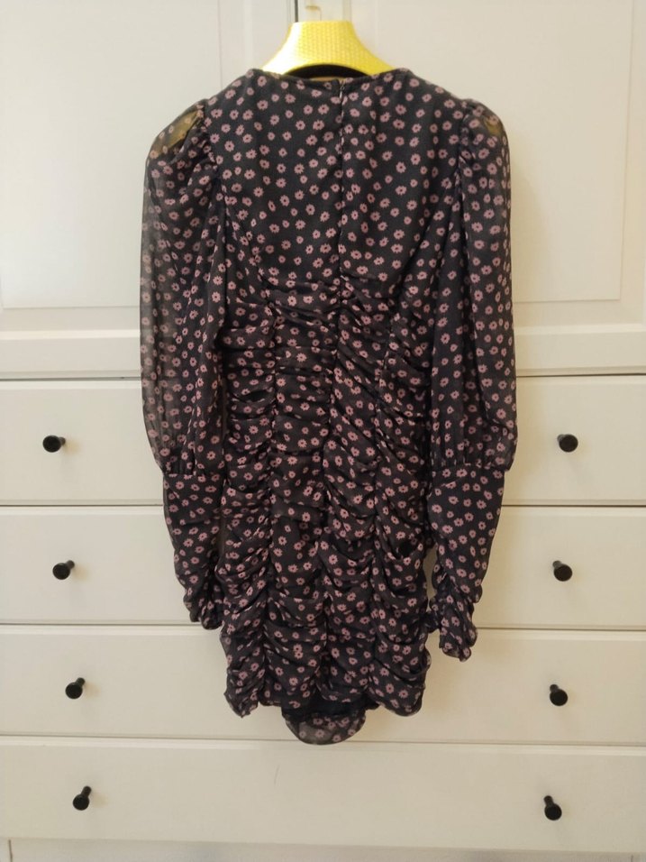 Uzun Kollu Siyah Puantiyeli Midi Elbise - Görsel 3