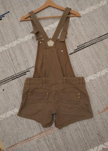 Kadın Kahverengi Süet Askılı Şort Tulum - Görsel 5