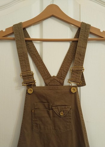 Kadın Kahverengi Süet Askılı Şort Tulum - Görsel 2