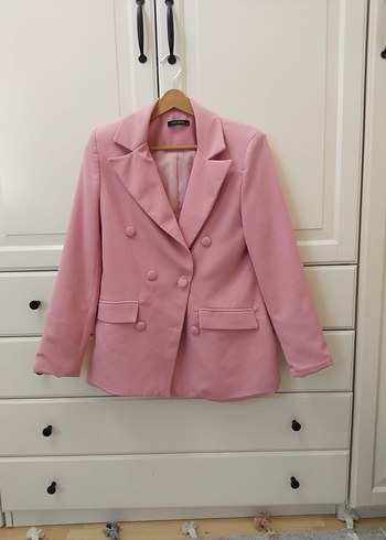 Pembe Düğmeli Kadın Blazer Ceket - Görsel 2