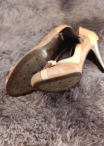 Bej Süet Dolgu Topuklu Kadın mammamia - Görsel 4