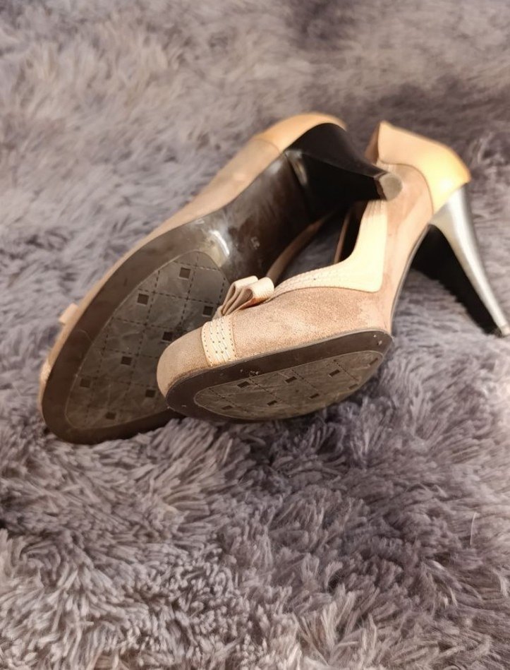 Bej Süet Dolgu Topuklu Kadın mammamia - Görsel 4