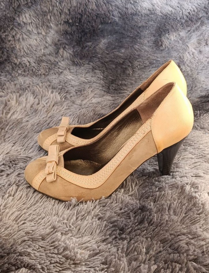 Bej Süet Dolgu Topuklu Kadın mammamia - Görsel 2