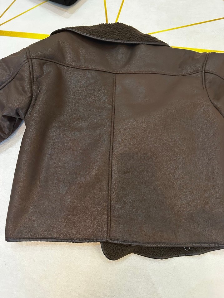 Kahverengi Kürklü Deri Kadın Ceket - Görsel 3