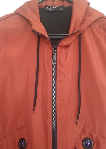 Kiremit rengi Uzun Fermuarlı Kadın Yağmurluk - Görsel 3