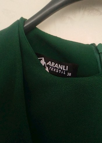 Uzun Kollu Yeşil Vintage Elbise - Görsel 4