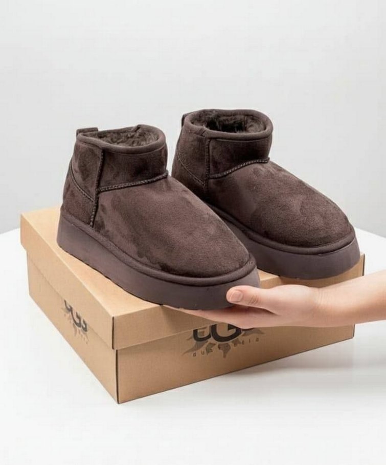 Kahverengi Süet Kadın Platform Botlar - Görsel 2