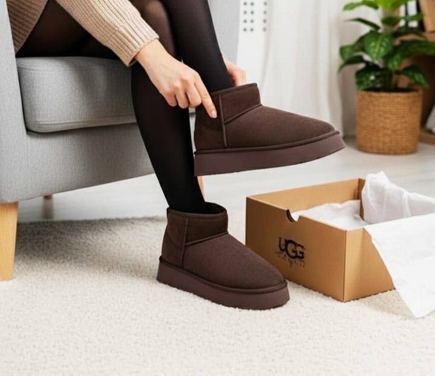 Kahverengi Süet Kadın Platform Botlar - Görsel 4