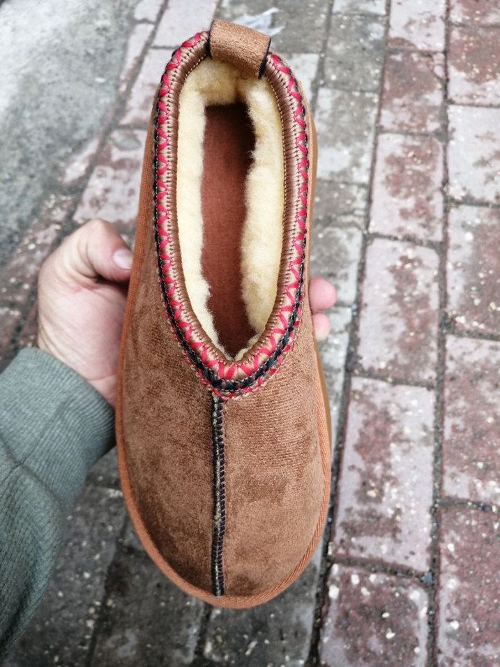 Kürklü Süet Kadın Dolgu Topuk Ev Terliği - Görsel 2