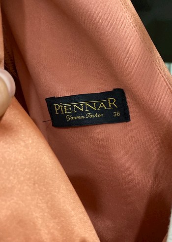 Kiremit rengi İşlemeli Uzun Kollu Kadın Abiye Elbise - Görsel 5