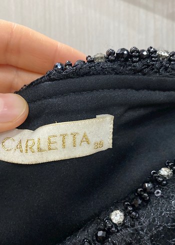 Boncuk İşlemeli Siyah Uzun Abiye Elbise - Görsel 4