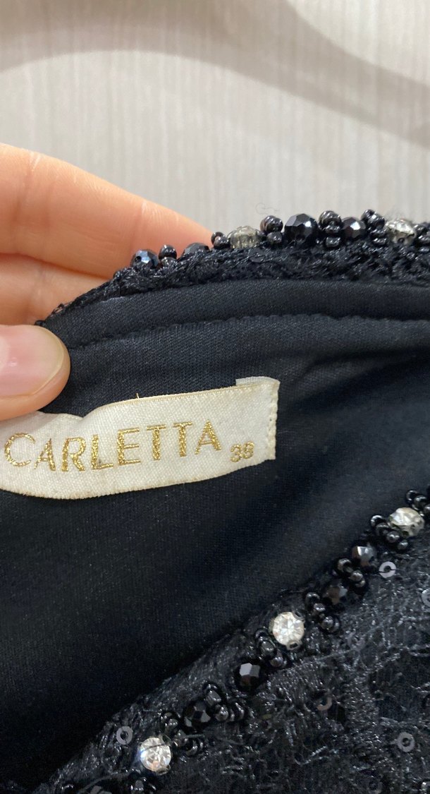 Boncuk İşlemeli Siyah Uzun Abiye Elbise - Görsel 4