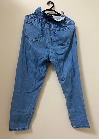 Beli lastikli Mavi Midi Kadın Kot Pantolon - Görsel 2