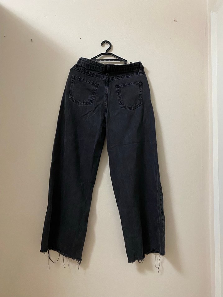 Siyah Salaş Kadın Kot Pantolon - Görsel 2