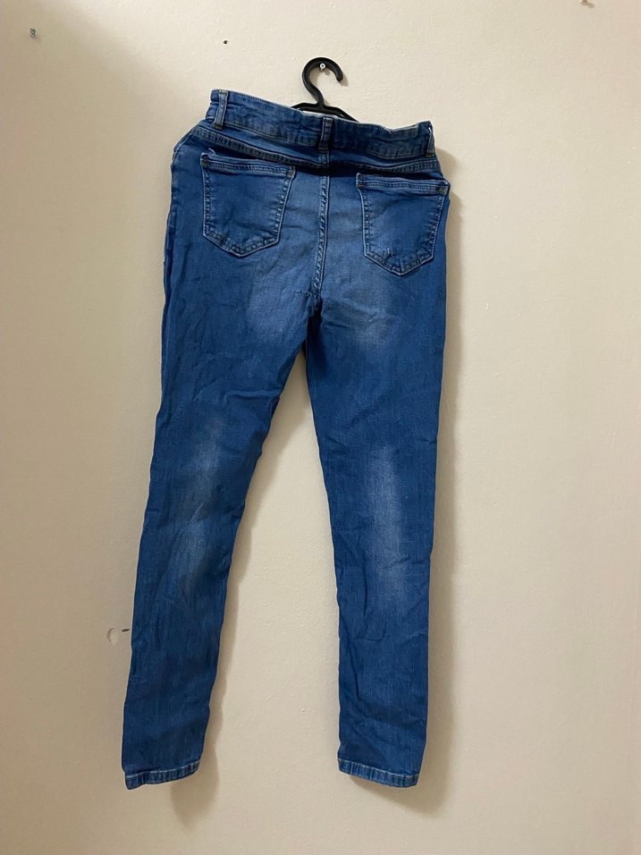 Kadın Mavi Bol Kesim Kot Pantolon - Görsel 2