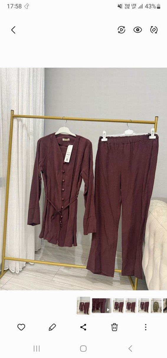 Bordo Kadın Uzun Kol Düğmeli Ofis Takım - Görsel 2