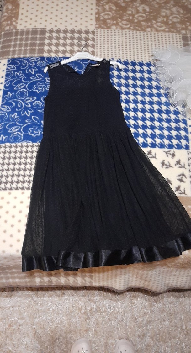 Siyah Midi Gösterişli V Yakalı Elbise - Görsel 2