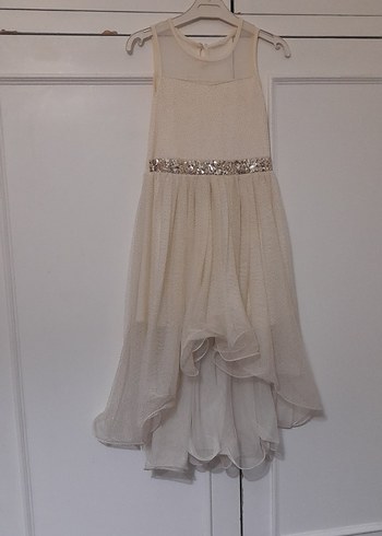 Kız Çocuk Beyaz Drapeli Bohem Elbise - Görsel 3