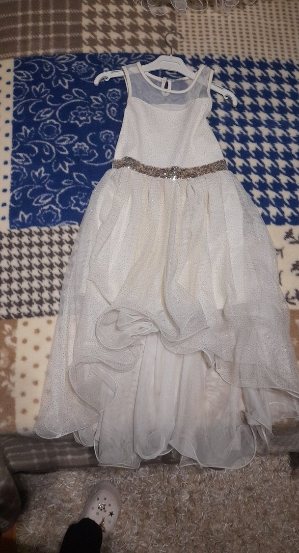 Kız Çocuk Beyaz Drapeli Bohem Elbise - Görsel 2