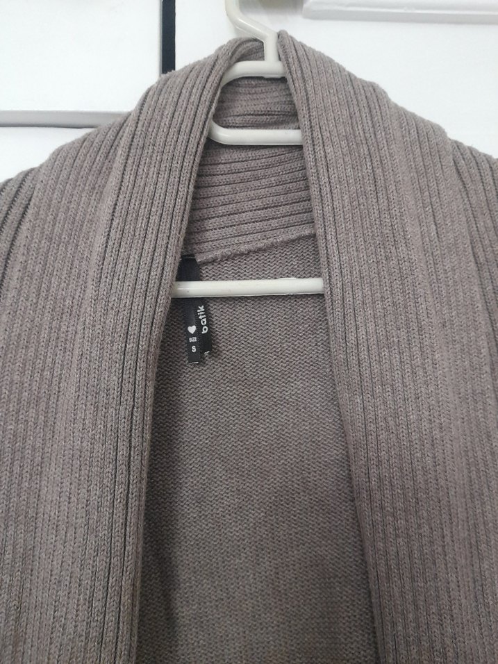 Bej Triko Uzun Kollu Kadın Hırka - Görsel 2