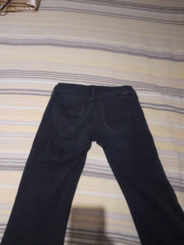 Kadın Siyah Kot Pantolon, İspanyol paça,düşük bel - Görsel 2