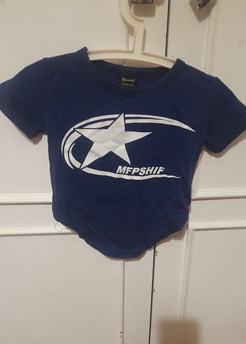 Parlak Mavi Baskılı krop - Görsel 2