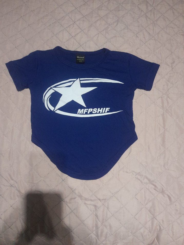 Parlak Mavi Baskılı krop - Görsel 5