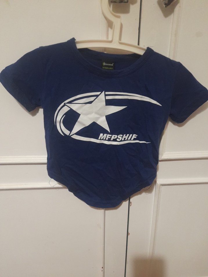 Parlak Mavi Baskılı krop - Görsel 2