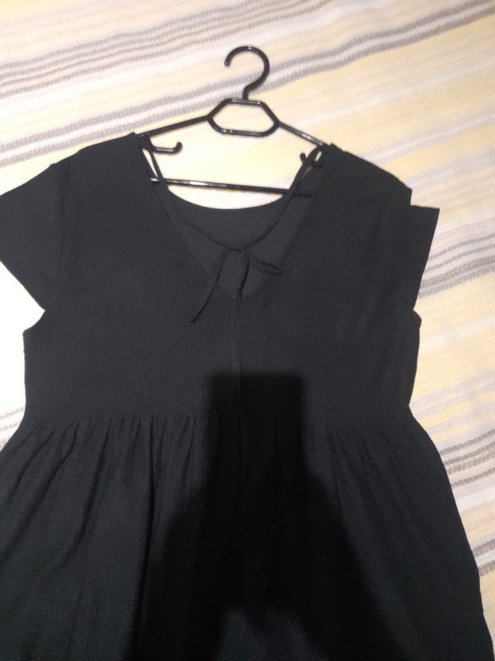 Siyah sentetik kısa elbise - Görsel 2