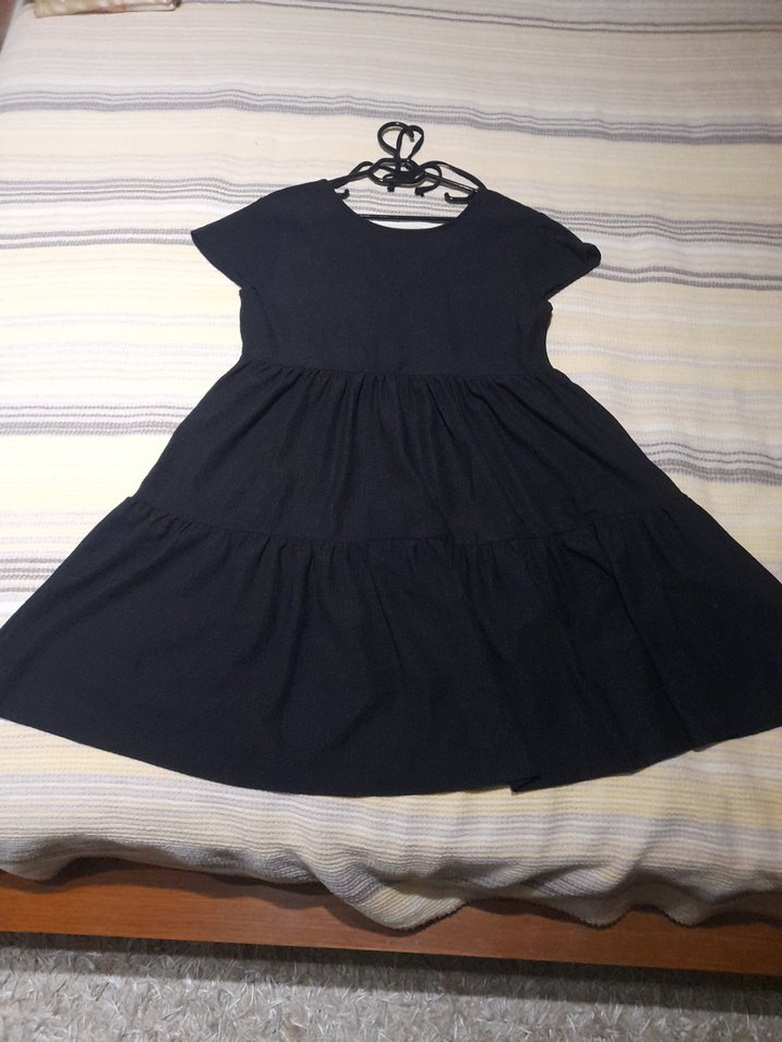 Siyah sentetik kısa elbise - Görsel 3