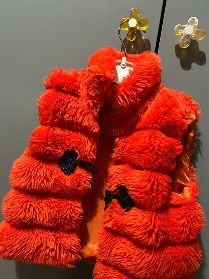 Kırmızı Kürklü çoçuk yelek - Görsel 2