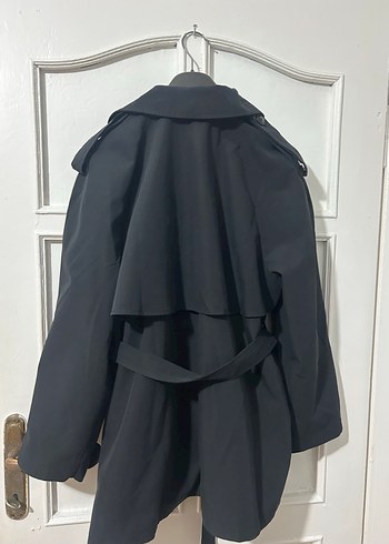 Kadın Siyah Midi Trençkot Kemerli - Görsel 2