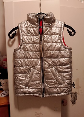 Gri Fermuarlı Kız Çocuk Yelek - Görsel 3