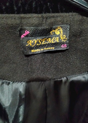 Siyah Yün Kaban Yakası Kürklü - Görsel 6