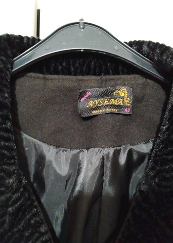 Siyah Yün Kaban Yakası Kürklü - Görsel 5